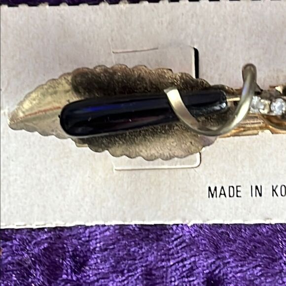 Vintage Elegant Goldtone and Black Barrettes Crystals Korea NWT - Picture 3 of 6